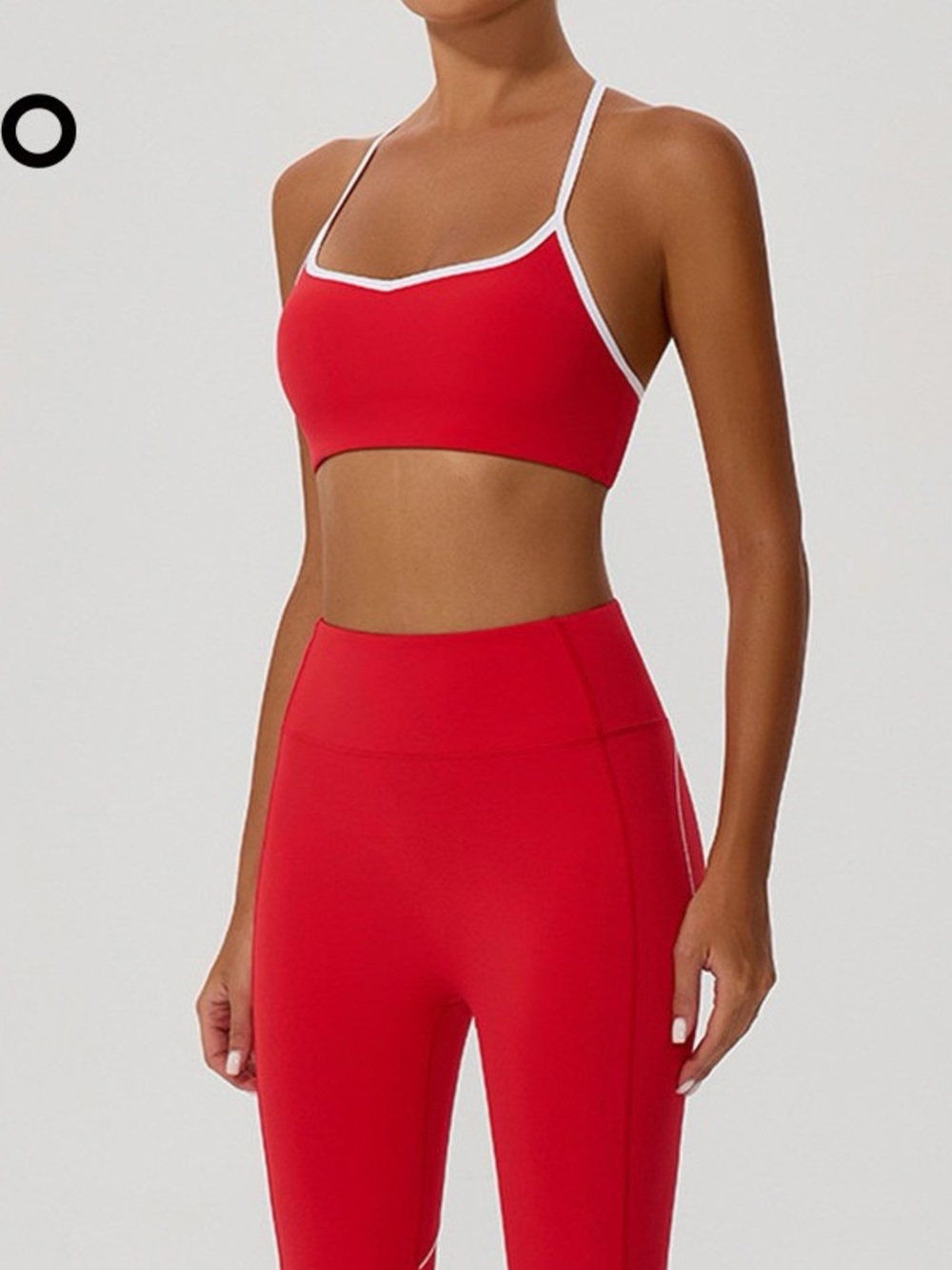 ALO Yoga Red Sports Bra with White Trim